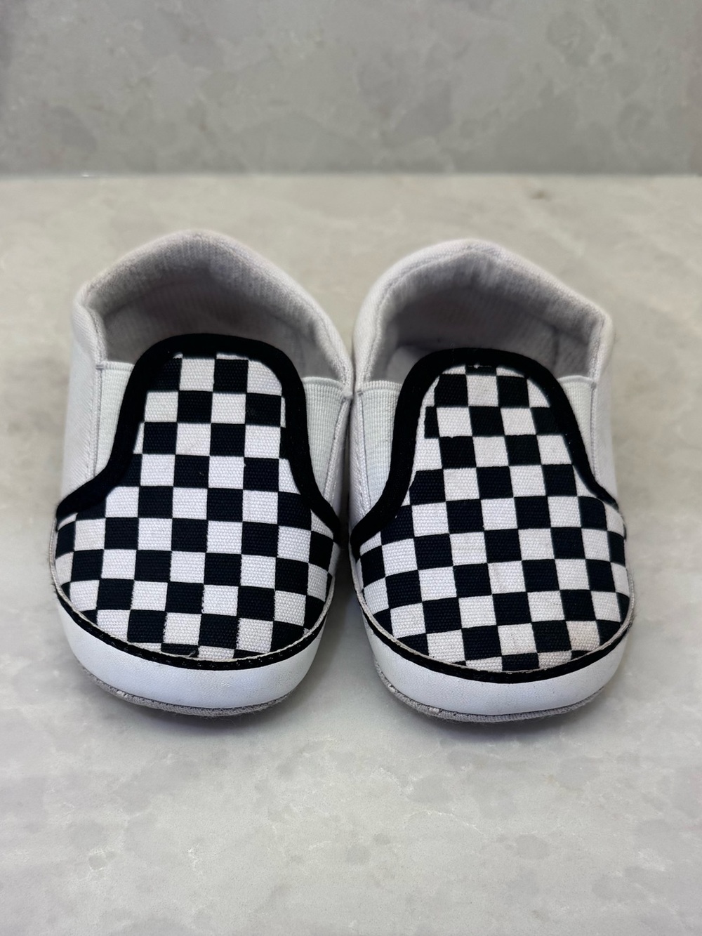 Kids Checkerboard Slip-On Canvas Shoes - Black & White - Picture 2 of 4